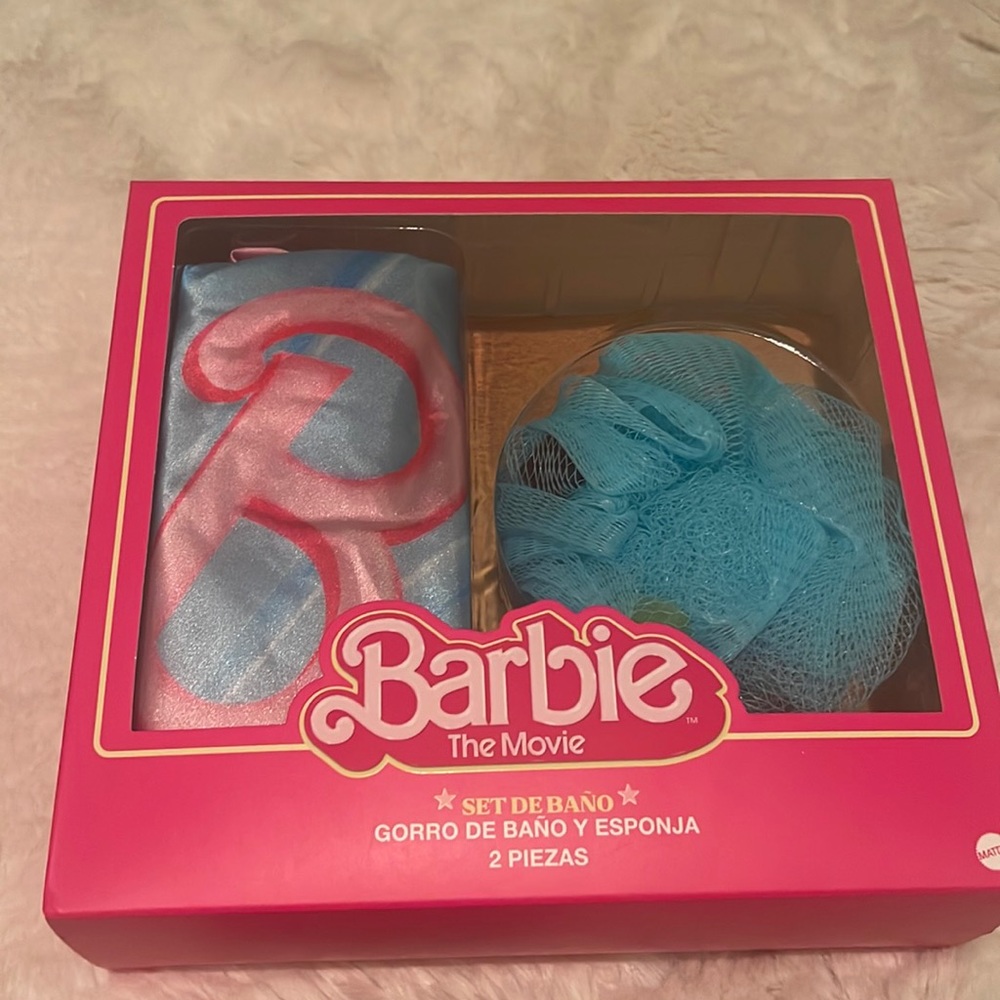 Barbie the Movie Shower cap and sponge.